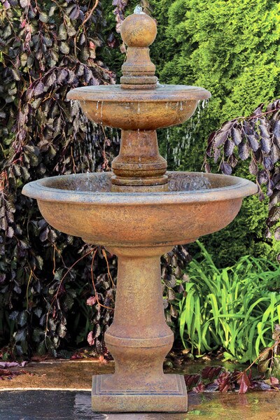 Two Tier Monticello Fountain is hand poured in the USA Cement